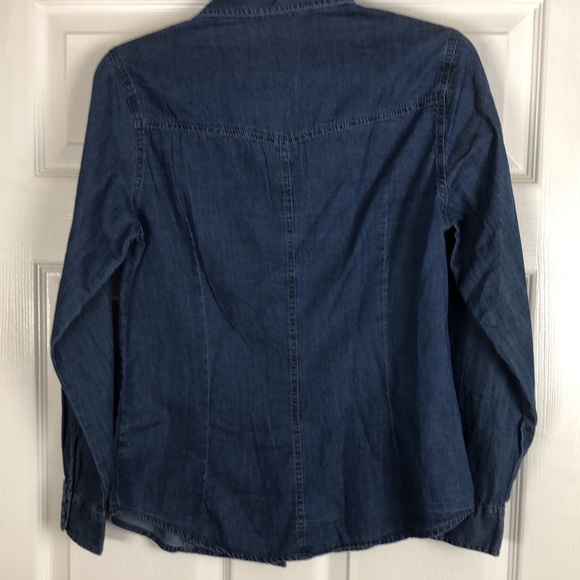 Long Sleeve Denim Top Blue with Red Cardinal Bird Small - Picture 6 of 8